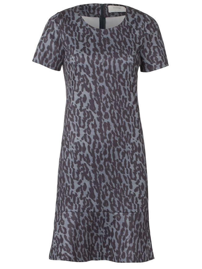 Enkel kort kjole i leopardprintet neopren med kort